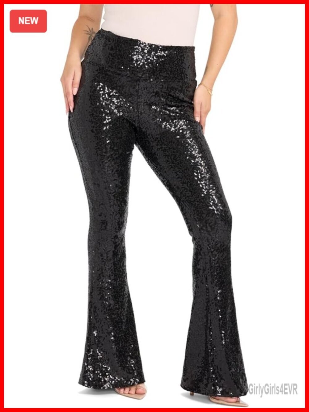 Sequin High Waist Flare Leggings for Holiday Parties